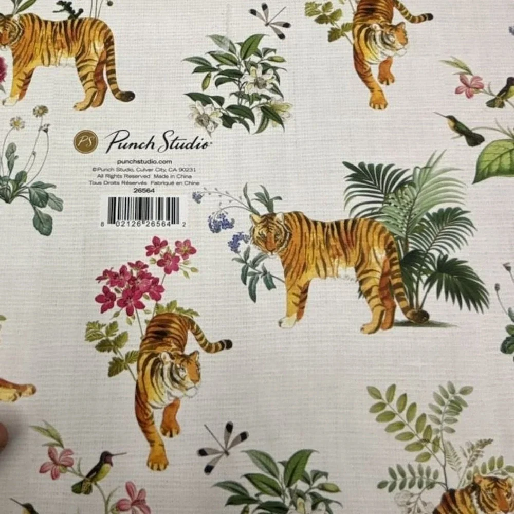 Punch Studio Tiger and Floral Pattern Decorative Keepsake Storage Box Set